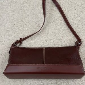 Salvatore Ferragamo Brown Leather Shoulder Bag Streamlined Design